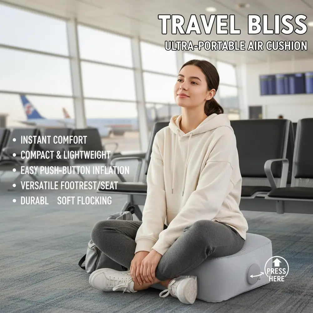Inflatable Footrest Pad Soft Footrest Pillow PVC Inflatable Foot Rest Pillow Cushion Air Travel Office Home Leg Up Relaxing Feet