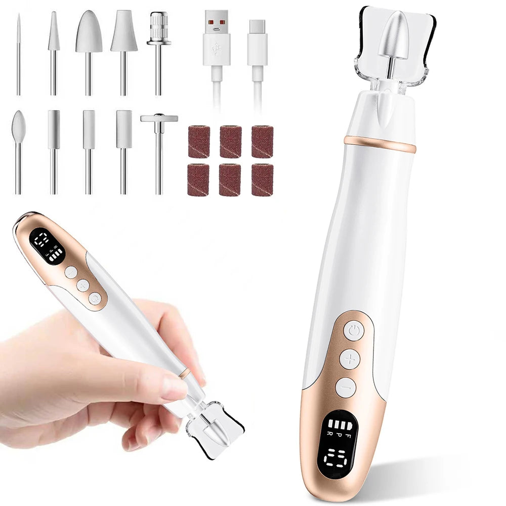 Professional Manicure Pedicure Kit Electric Nail File Set Cordless Nail Drill Machine 10 Speed Nail Tool for Grind Trim Polish