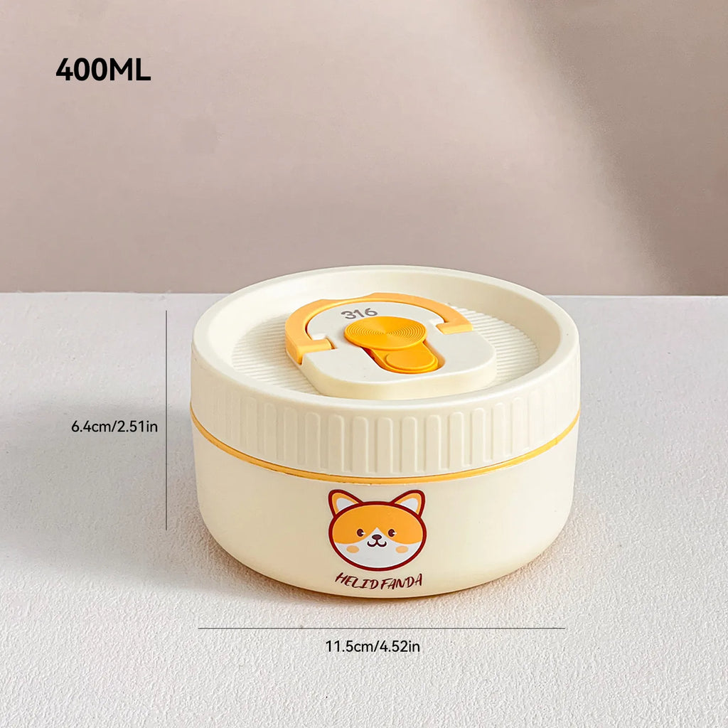 WORTHBUY Cute Thermal Bento Box Portable 304 Stainless Steel Lunch Box Heatable Sealed Leak-proof Food Container For Kids