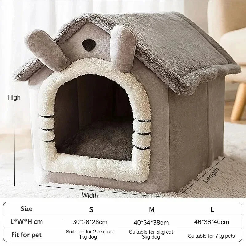 Indoor Warm Dog House Soft Pet Bed Tent Kennel Cat Bed with Removable and Washable Cushion, Suitable for All Seasons