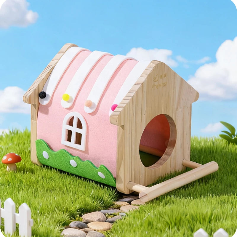 Winter Pet Colorful Felt Wood Parakeet Nest Box Bird House Breeding Nesting Bird Cage Box for Lovebirds Cockatiel Parrotlets