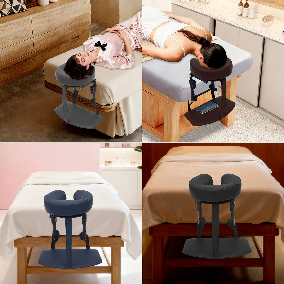 Adjustable Massage Headrest, Face Pillow Cradle&Support Bracket, Soft Head Rest, Mattress Massage Kit for Bed Salon Home SPA Use