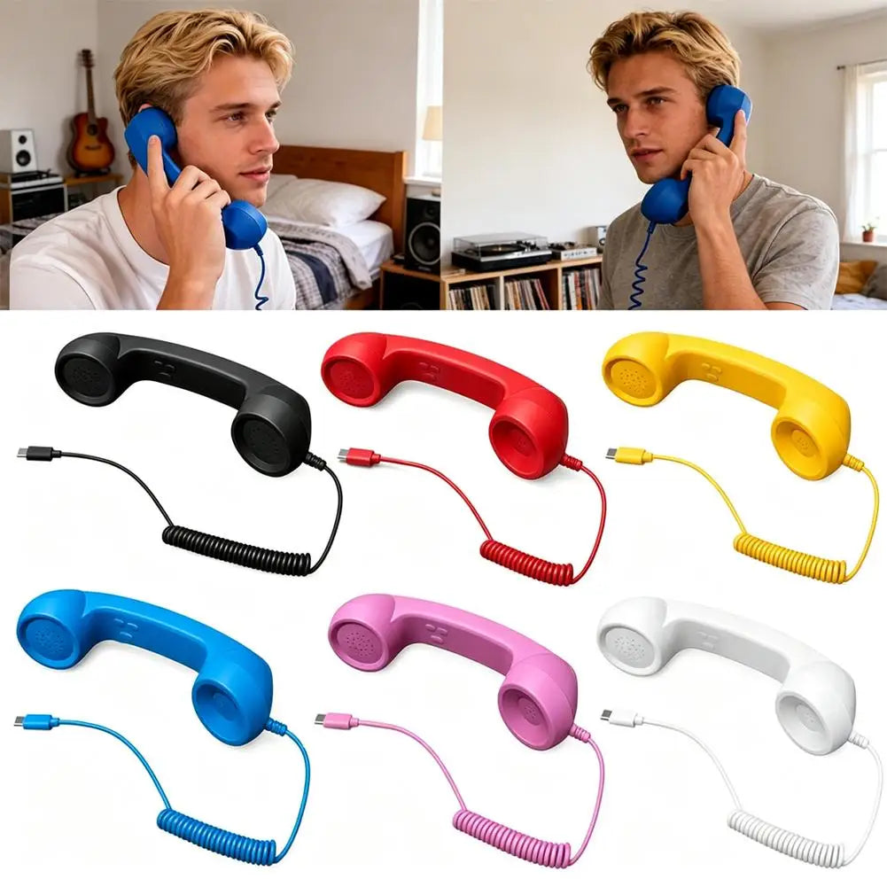 Retro Telephone Receiver Type-C 3.5mm Microphone Handset Directly Plug Into Mobile Phone Handset For Mobile Phones