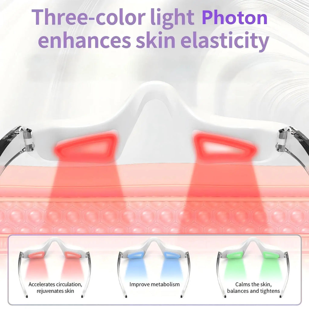 3 Color LED Under Eye Beauty Device 3D Microcurrent Contour Eye Massager Rechargeable Eye Mask for Eye Bag Puffiness Fine Lines