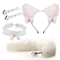 NEW 3pcs Halloween Party Cos Plush Animal Ear Animal Tail Suit Fox Ear Wolf Ear Headband Tail Accessories Cat Head Bell Collar