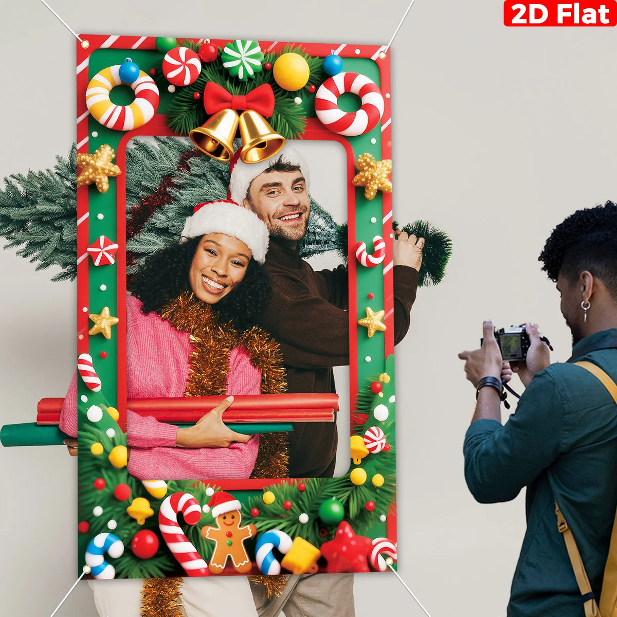 Christmas Photo Booths Merry Christmas Decoration for Home Pendant Xmas Backdrop Ornament Navidad Natal New Year Gift