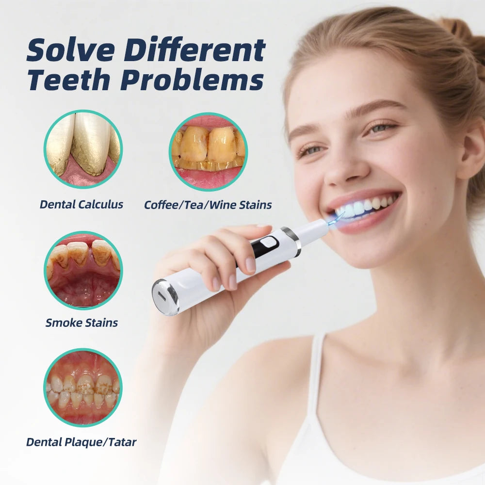 5 LED Light Ultrasonic Tooth Cleaner 9 Levels Dental Scaler Calculus Remover Plaque Stain Tartar Removal Teeth Cleaning Tools