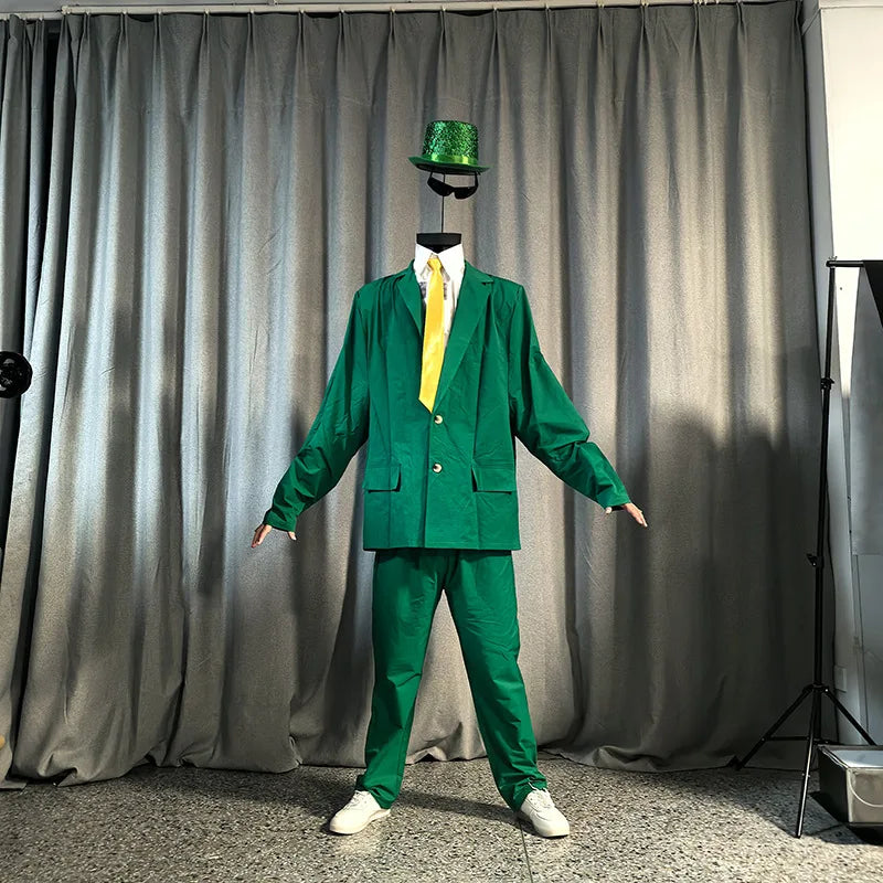 Adult Halloween No Head Red Green Blue Suit Festival Parade Party Outfit Men Stage Performance Wear 2025 Magic Show Clothes