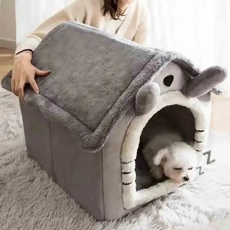 Indoor Warm Dog House Soft Pet Bed Tent Kennel Cat Bed with Removable and Washable Cushion, Suitable for All Seasons