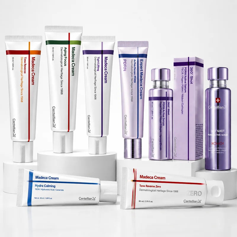 Centellian24 Skincare - Madeca Cream For Time Reverse, Lifting Eye Cream, Calming, 360° Shot PDRN Active Serum & Glowing Patch