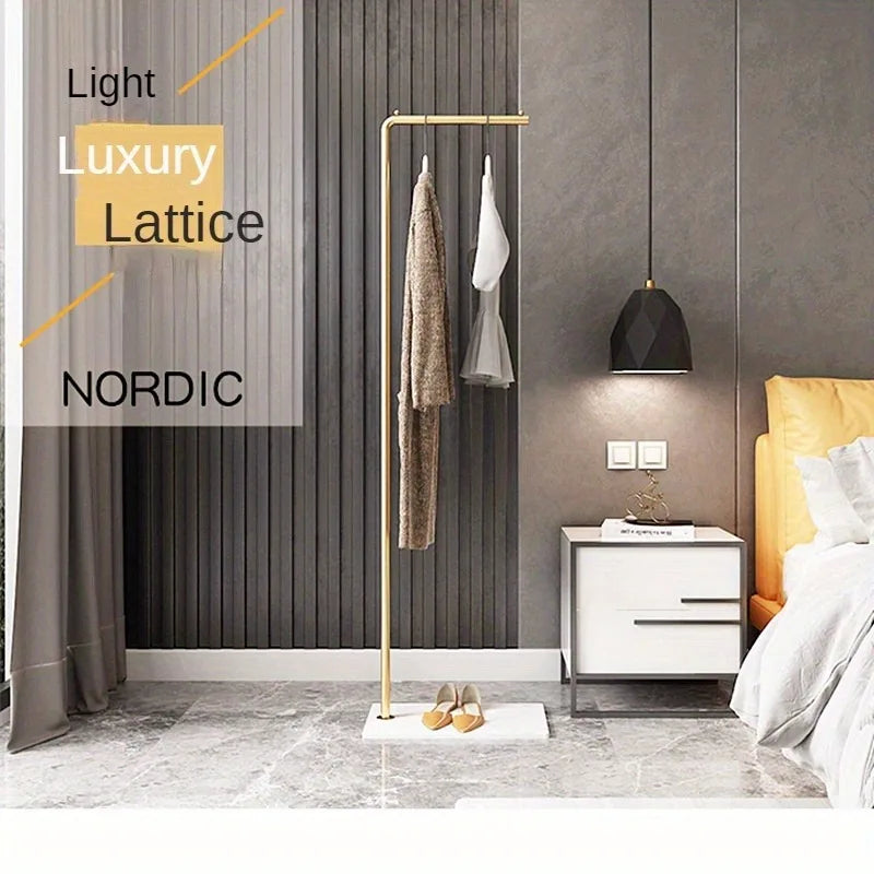 Nordic Modern Metal Valet Stand - Freestanding Multipurpose Suit Rack with Special Functions - Bedroom Clothing and Accessories