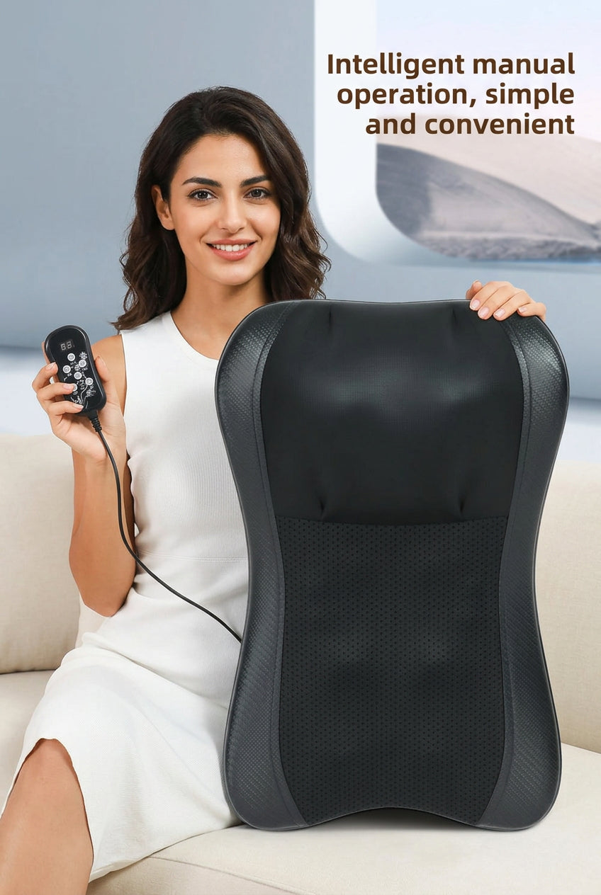 Shiatsu Neck Massage Pillow Electric Cushion Back Massager Deep with Heat Tissue Kneading for Shoulder Relax Muscles