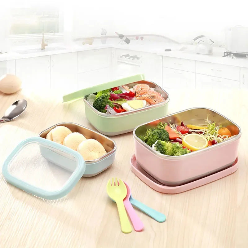 Multi-Capacity 304 Stainless Steel Crisper With Cover Band  Lunch Box Food Seal Refrigerator Preservation Sub-Bowl Kimchi Box
