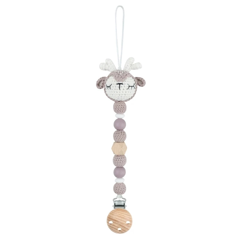 Crochet Koala Pacifier Clip, Handbell Rattle, Teether Doll, Pacifier Chain Clip Set, Cartoon Teething Toy