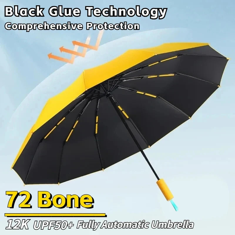 Super Strong Windproof Automatic Umbrella for Men and Women 72 Bone Large Rainproof Sun UV Protection Folding Rain Umbrellas