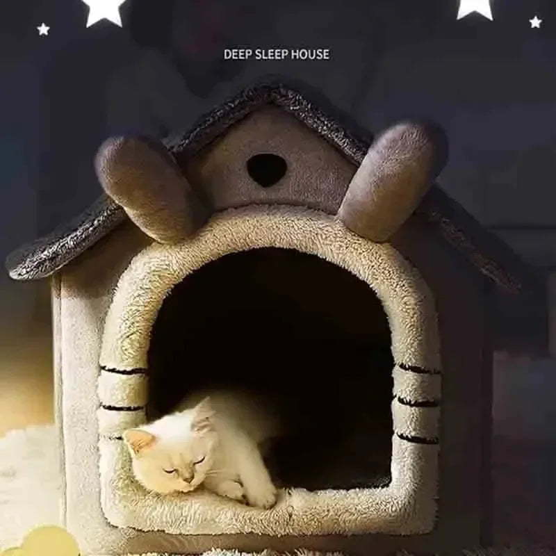 Indoor Warm Dog House Soft Pet Bed Tent Kennel Cat Bed with Removable and Washable Cushion, Suitable for All Seasons