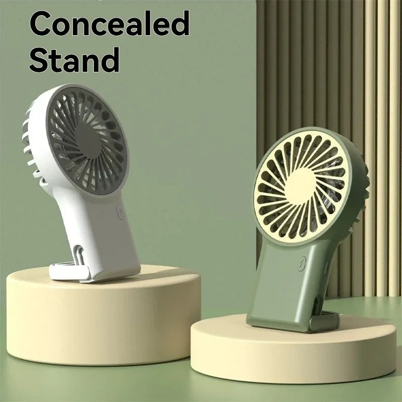 New Foldable Handheld Desktop USB Rechargeable Mini Fan Cartoon Design with Hook for Mountaineering Outdoor Home Office use
