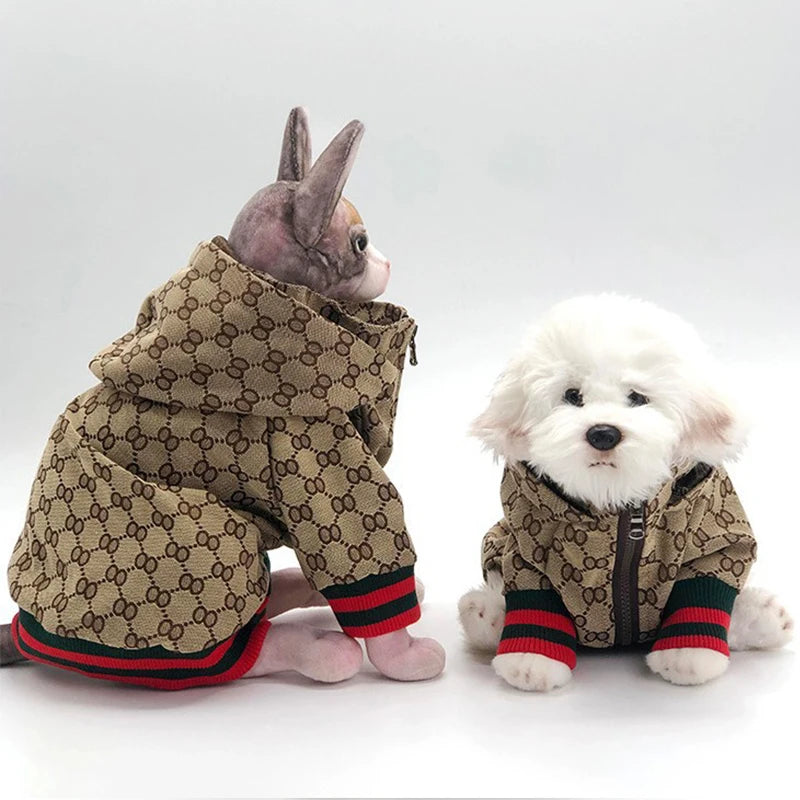 Autunno Inverno Fantasia 8 Giacca per animali domestici Vestiti per gattini Cappotto per cuccioli Bulldog Corgi Cane Moda Giacca a vento Designer Abbigliamento di lusso per cani
