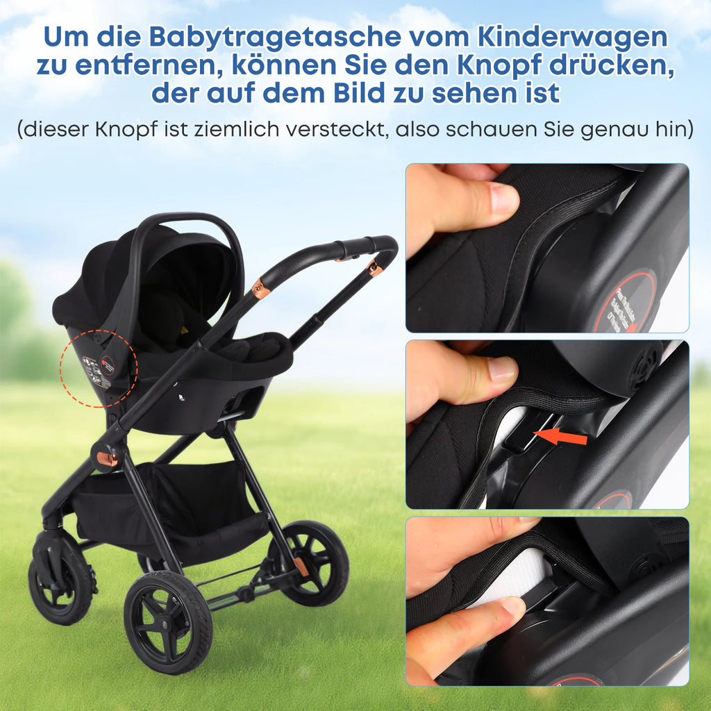 Infant Baby Car Seat Newborn 0-12 Months Max 12kg Sun Canopy Padded Seat 3-Point Safety Belt Side Protection I-Size Baby Car Seat