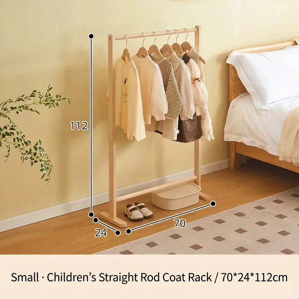 Kids Solid Wood Folding Clothes Rack Simplistic Design Effective Coat Hanging Solution with Landing Rod Adaptable Use Stylish