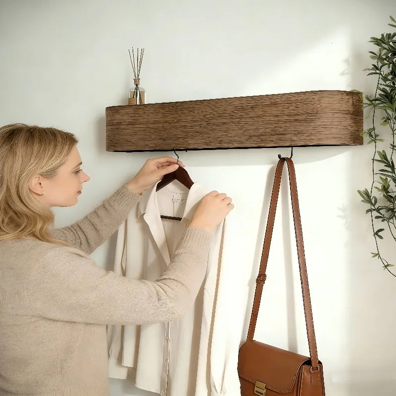 Wall Hanger Clothing Rack Stand Garment Rack Walnut Wall Hanger, Entrance Clothes Hanger, Wall Coat Hook, Veneer Hanger