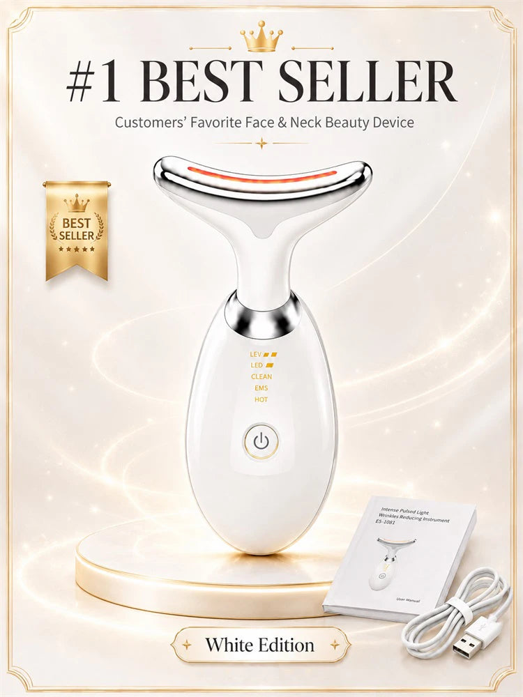 Neck Face Lifting Device, Lifting Device Face for Double Chin & Neck Firming, EMS Microcurrent, 7 Color LED Therapy Beauty Tools