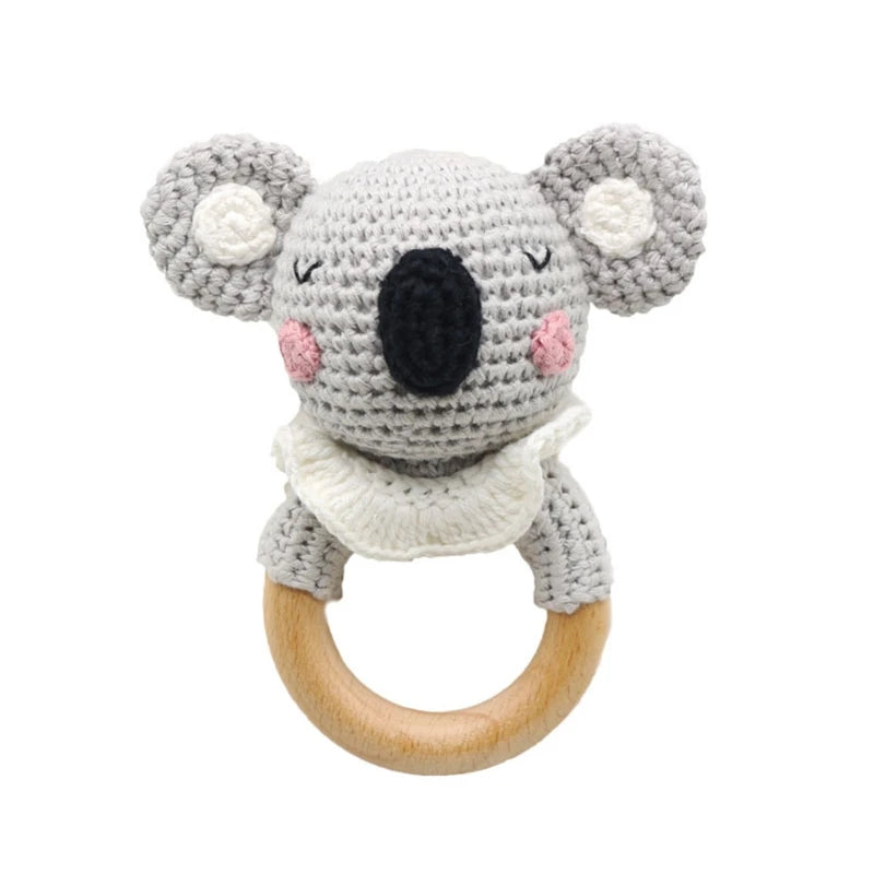 Crochet Koala Pacifier Clip, Handbell Rattle, Teether Doll, Pacifier Chain Clip Set, Cartoon Teething Toy