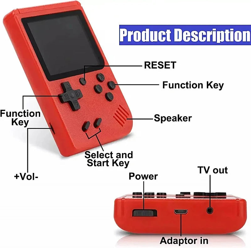 Retro Portable Built in 500 in 1 Games 8 Bit 3.0 Inch Macarone Mini Handheld Video Game Console Color LCD Kids Color Game Player