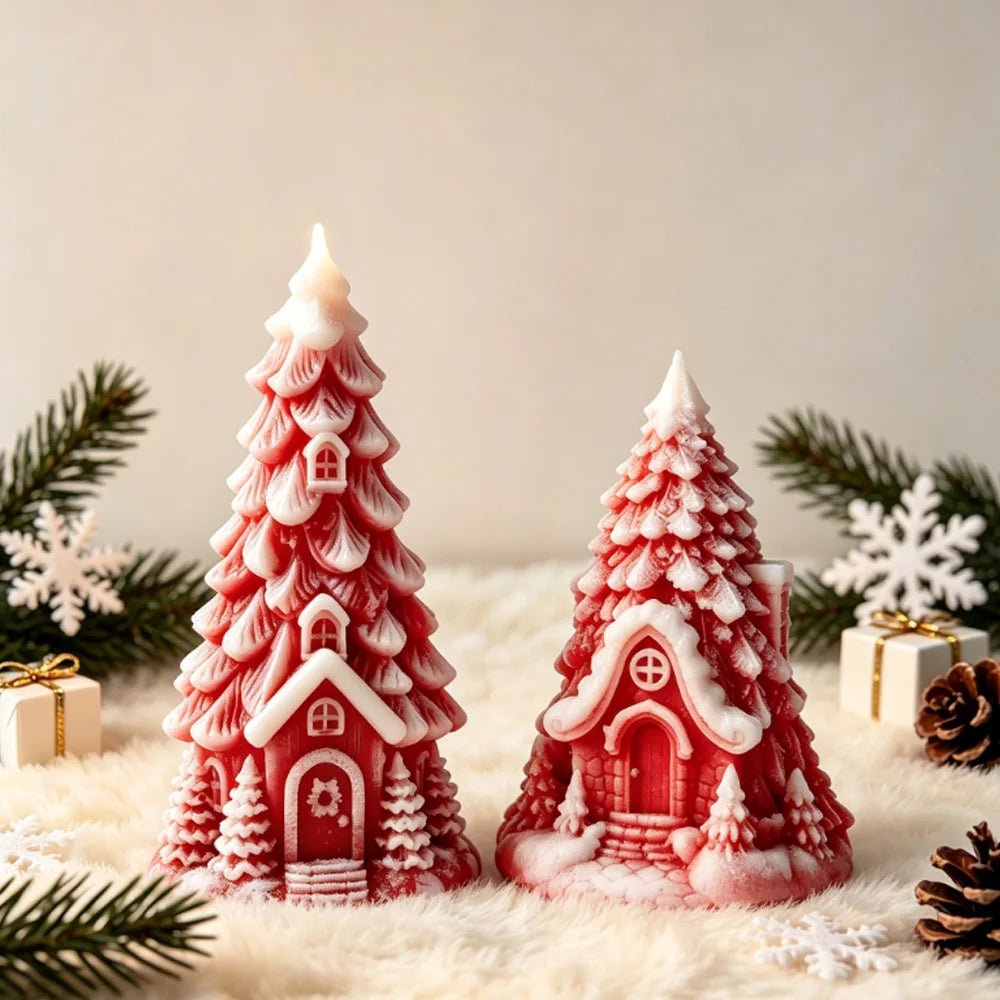 Christmas Tree House Epoxy Resin Casting Silicone Mould Aromatherapy Gypsum Candle DIY Home Decoration Mold