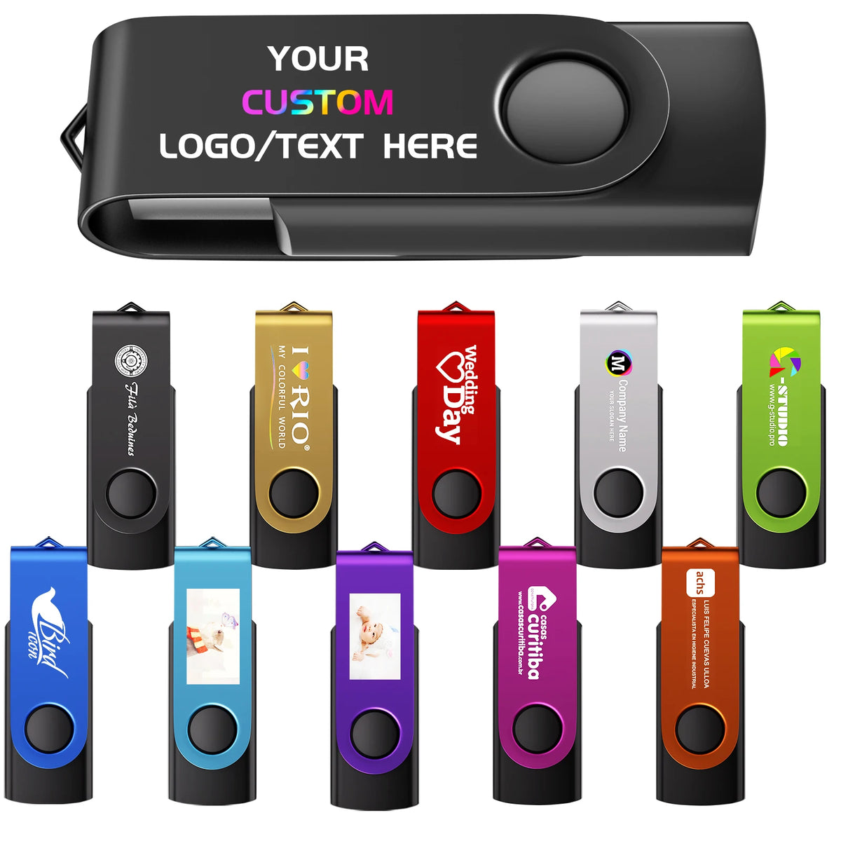 Free Custom 100PCS USB Flash Drive 128mb 4GB 8GB 16G Metal Pendrive 32GB 64GB Photography Studio Gift 128GB Venue Gift Pen Drive