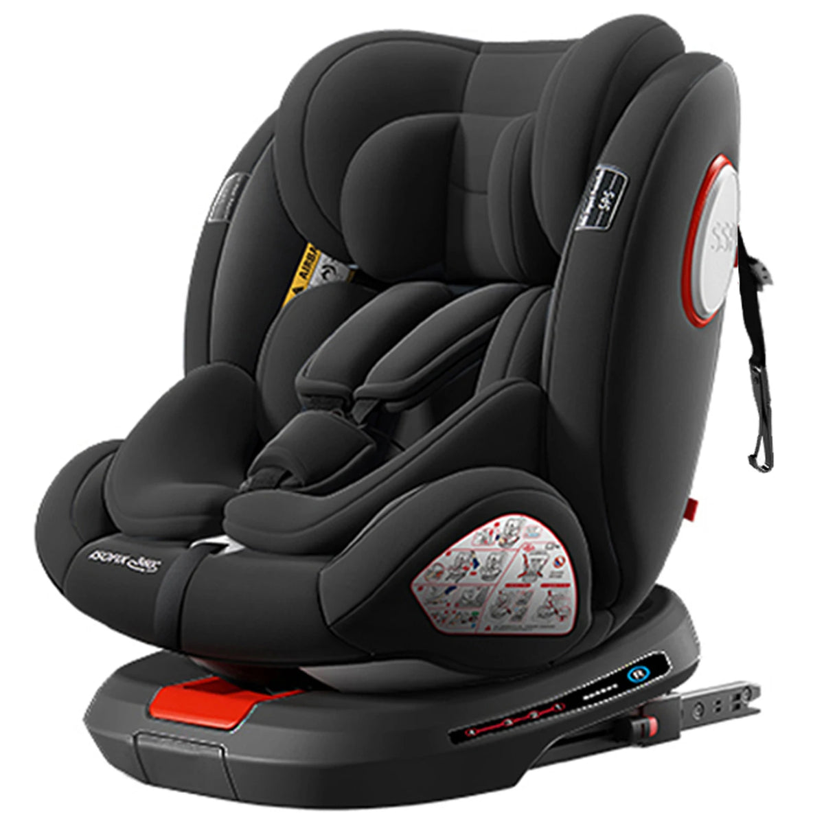 360° Swivel Baby Car Seat with Easy In-Out Rotation, ISOFIX, I-Size R129 Child Seat 40-150cm, 10-Position Headrest, 4 Recline Angles, Thick Padded Seat, Side Impact Protection, Rearward & Forward Facing for Infant, Toddler, and Kids