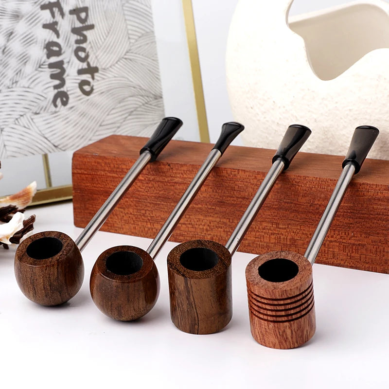 Red Sandalwood Smoking Pipe For Men Portable Straight Solid Wood Tobacco Pipes Dry Week Small Wooden Pipe Tool