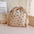 Printed Flower Mommy Bag Baby Diaper Bag Cotton Nappy String Pocket Stroller Carry Pack Travel Outdoor Diaper Storage Bag