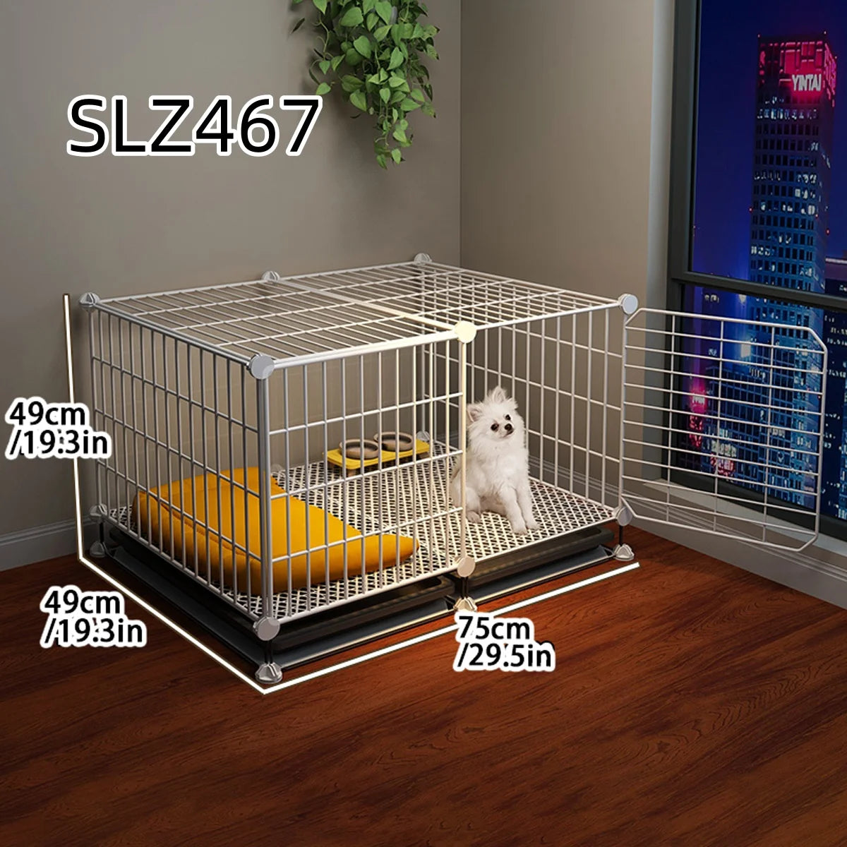 Dog Cage for Small Dogs Like Pomeranian, Teddy, Bichon, Warm Winter Pet Kennel for Medium-Sized Dogs with Separate Toilet Area