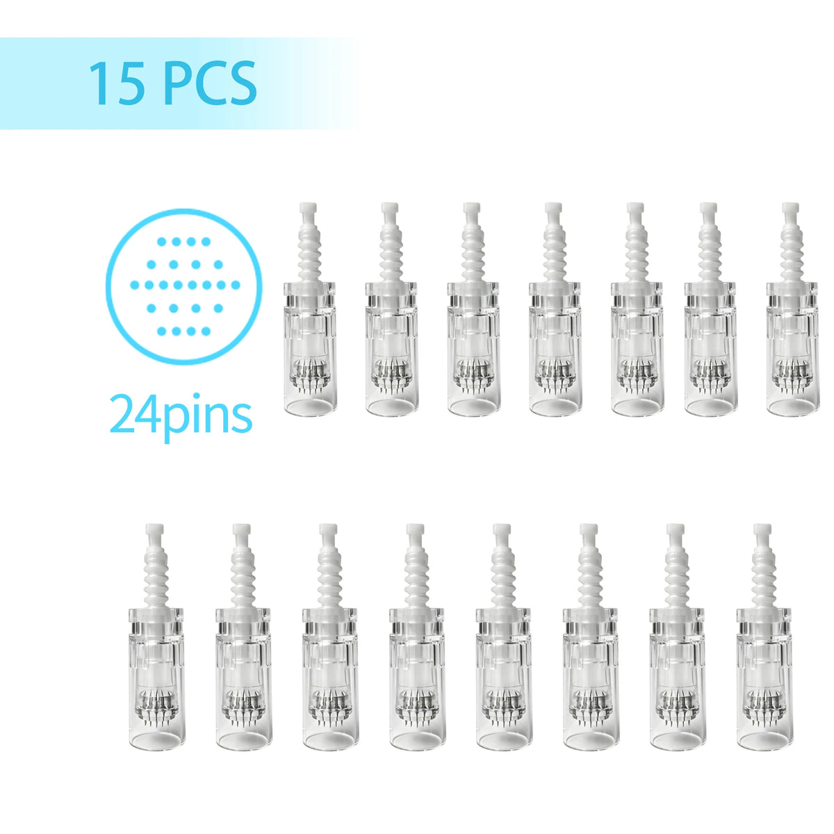 15Pcs Dr Pen Microneedle Cartridge Use for N2/M5/M7/E30, 9/12/24/36/42Pin&Round/Square Nano Use for Facial Needle Length 0.25mm