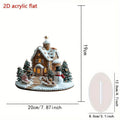 Christmas Xmas Tree Desktop Ornament Santa Claus Reindeer Sled Tabletop Decoration With Base 2D Acrylic Navidad Party Supplies
