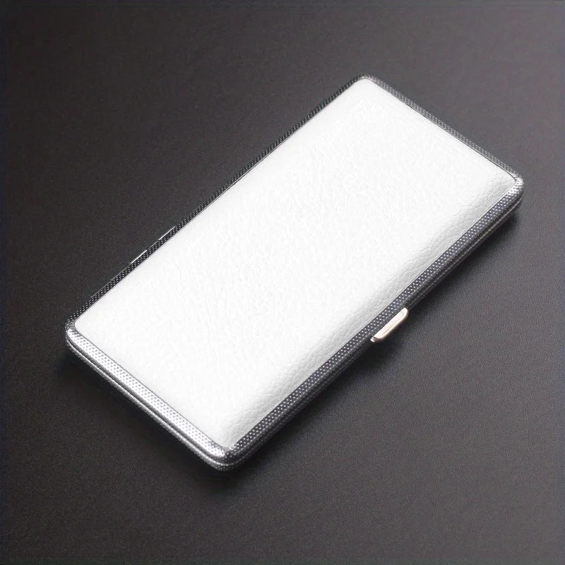 1Pc New Leather Metal Cigarette Case Holds 14 Cigarettes for Cigarettes, Extra Long Cigarette Case with Enlarged PU Leather