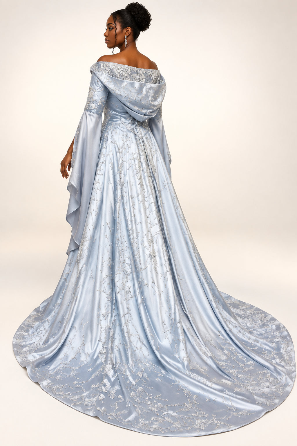 Halloween Cosplay Women's Luxury Witch Hooded Dress Costumes Retro Embroidered Renaissance Gothic Wedding Floor Length Dress