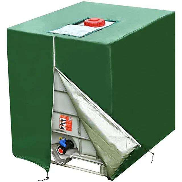 1000L IBC Water Tank Cover Tarpaulin Waterproof UV Resistant Tarpaulin with Zipper for IBC Rain Tank Cover Dustproof