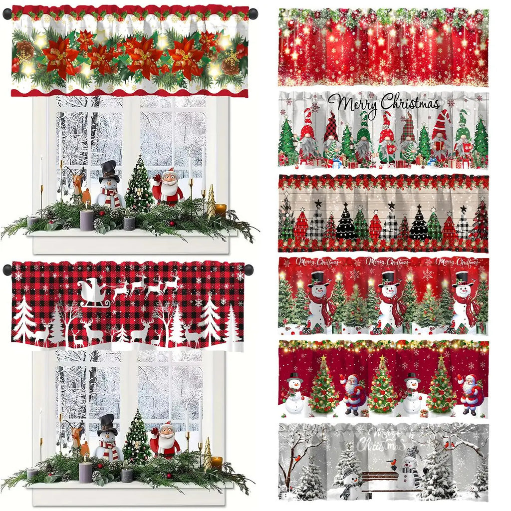 Christmas Short Curtain Merry Cristmas Decoration for Home. Xmas Ornament Navidad New Year Gift for Kitchen Living Room