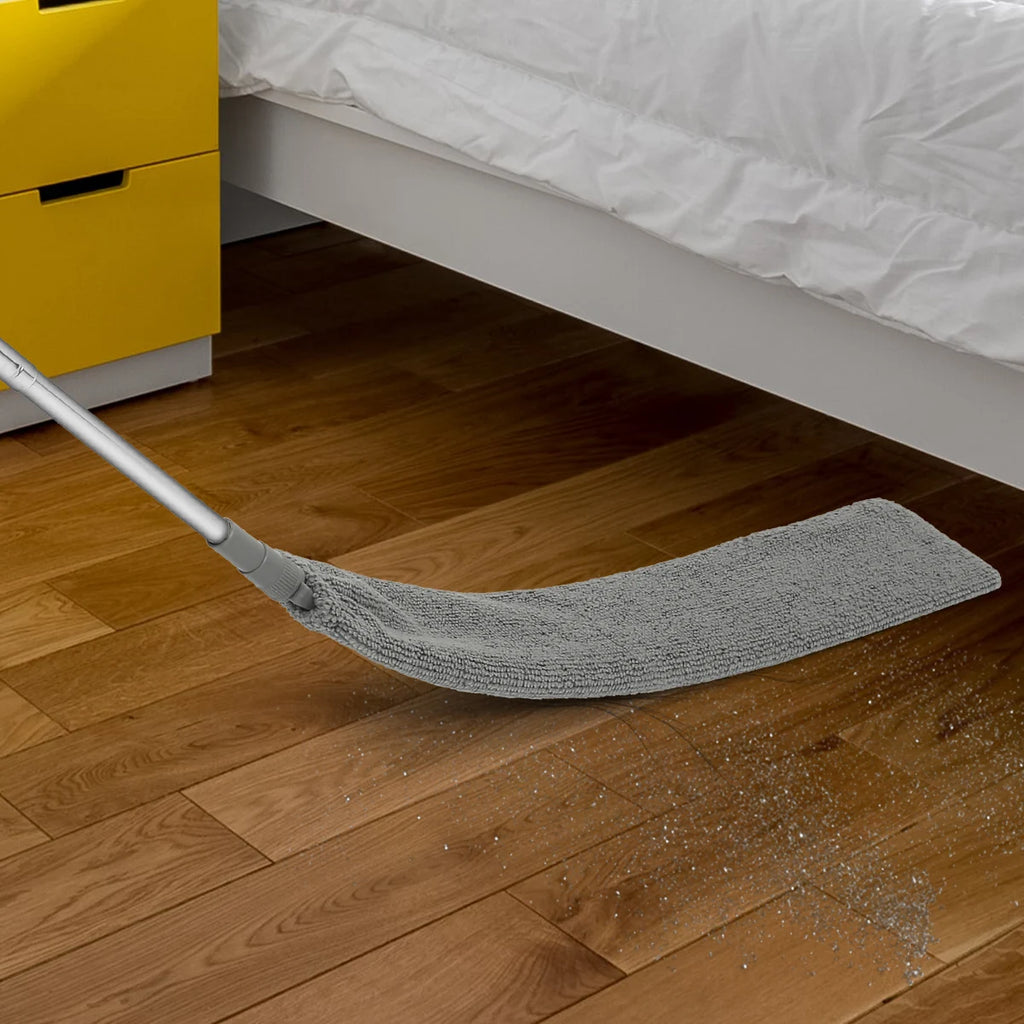 Spolverino estensibile per fessure, spazzola in microfibra per polvere, spolverino flessibile a testa piatta con manico allungabile e panno di rivestimento.
