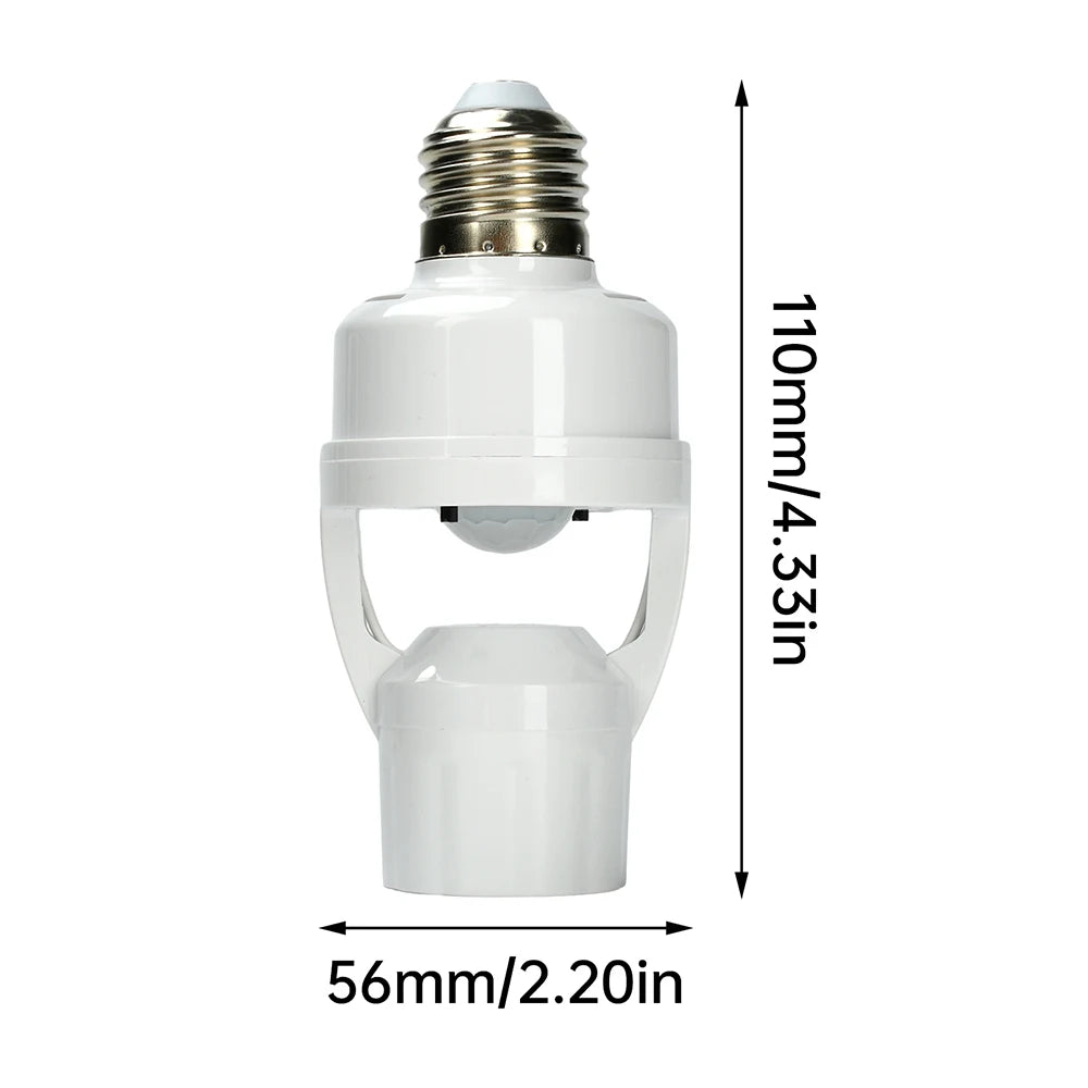 Motion Sensor Led Lamp Base E27 Socket Converter Light Bulb Holder Adapter Switch Adjustable PIR Human Induction Light Accessory