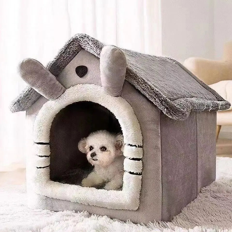 Indoor Warm Dog House Soft Pet Bed Tent Kennel Cat Bed with Removable and Washable Cushion, Suitable for All Seasons