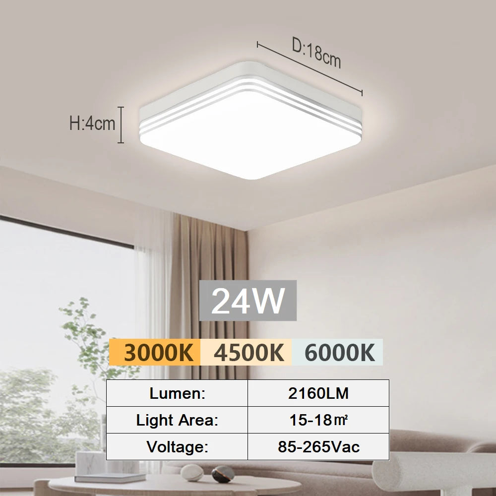 Round LED Ceiling Light Simple Square Ceiling Lights Modern Kitchen Ceiling Lighting Fixture Led Panel Lamp for Balcony Corridor