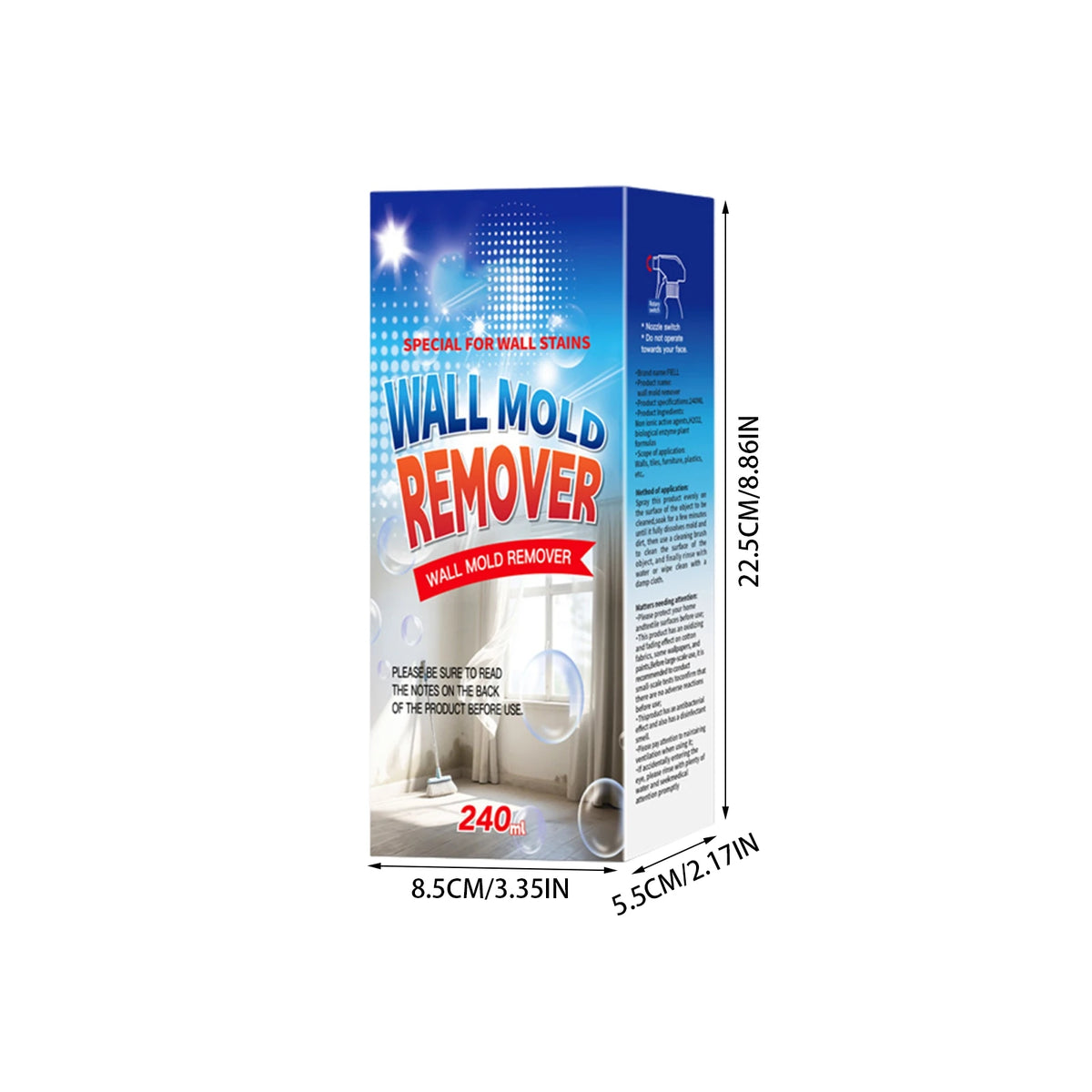 Removal Spray Fiell Wall Stain Remover For Painted Walls WallCleaning Spray Multi-Surface Cleaning Solution Dirt And Stain