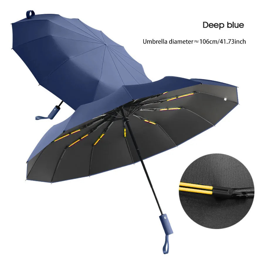 Large 24 Bone Solid Color Automatic Umbrella Light Collapsible Large Format Outdoor Sunshade UV Protection Automatic Umbrella