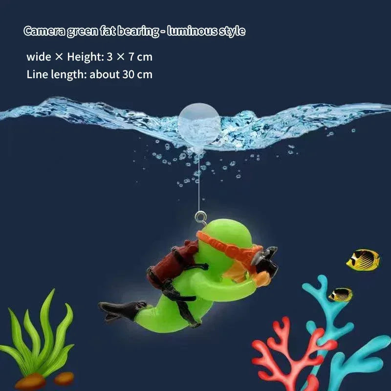 Mini Floating Diver Aquarium Ornaments Fish Tank Decoration Luminous Green Cute Small Floating Ball Aquarium Accessories Acuario