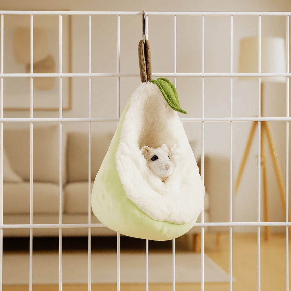 Hamster Cage Plush Hamster Hammock Warm Soft Winter Pet Nest Pear Shaped Comfortable Sugar Glider Hideout Cage Decoration