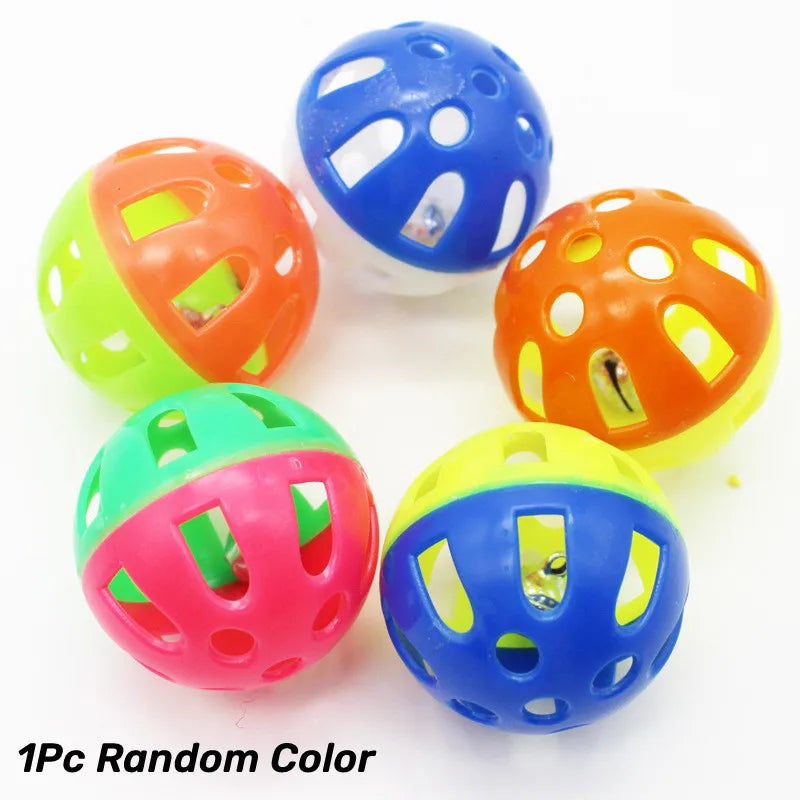 Ball With Bell Ring Toys For Cats Plastic Jingle Playing Chew Rattle Scratch Balls Interactive Cat Training Toys Pet Cat Supply