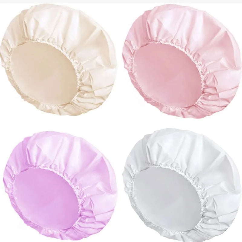 Anti-slip Shower Cap Plastic Reusable Shower Caps Elastic Band Bath Hair Hat
